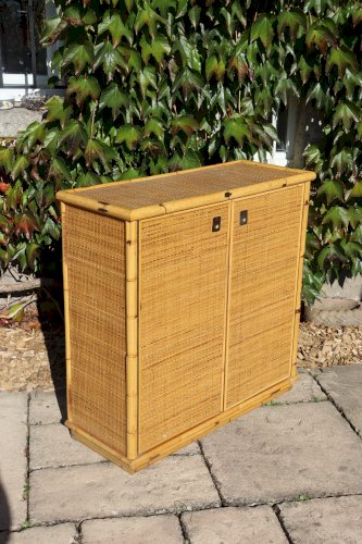 Buffet 2 portes en rotin par Dalvera design Italie, 1970