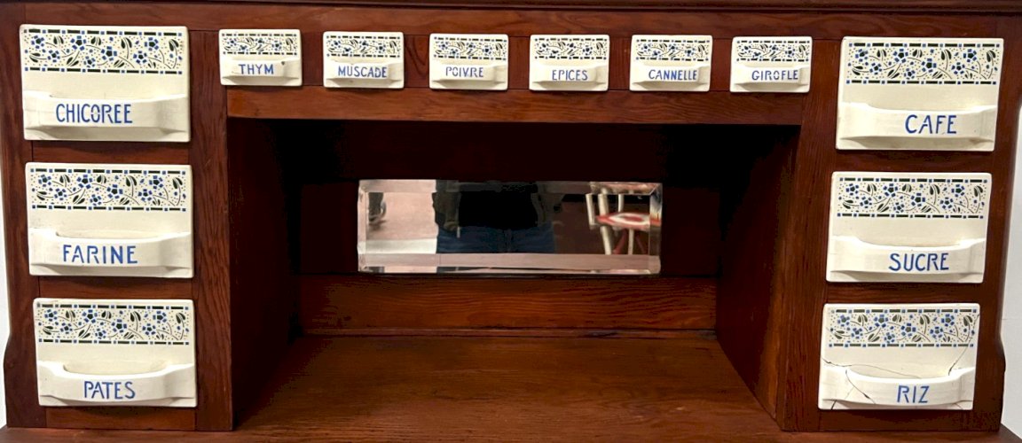 Buffet a épices de cuisine en bois naturel XX siècle