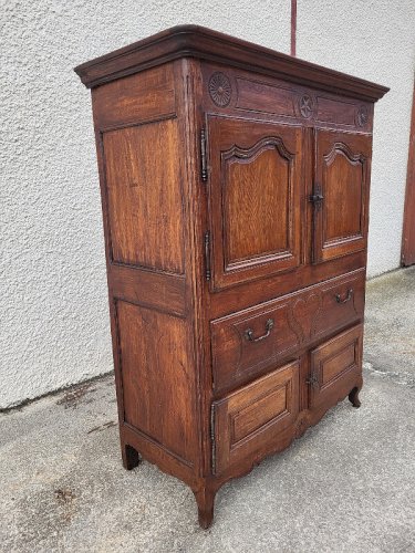 BUFFET ARMOIRE EN CHENE AVEC 4 PORTES ET 1 TIROIR DU XVIII ème SIECLE