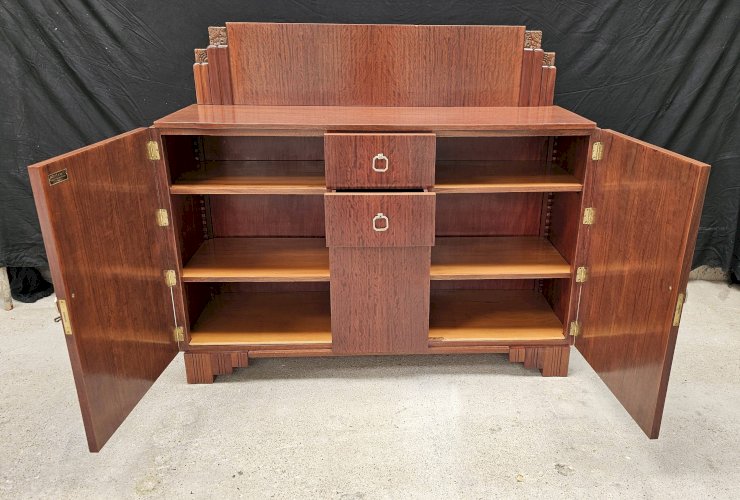 Buffet Art Déco de Saddier & Fils en palissandre massif et placage