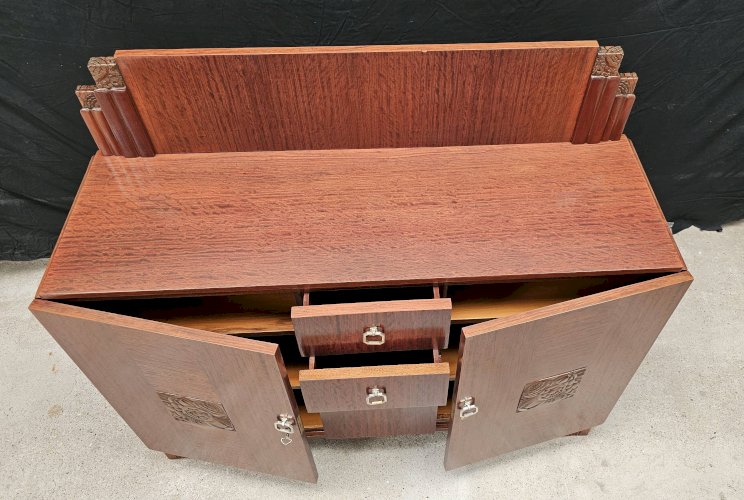 Buffet Art Déco de Saddier & Fils en palissandre massif et placage