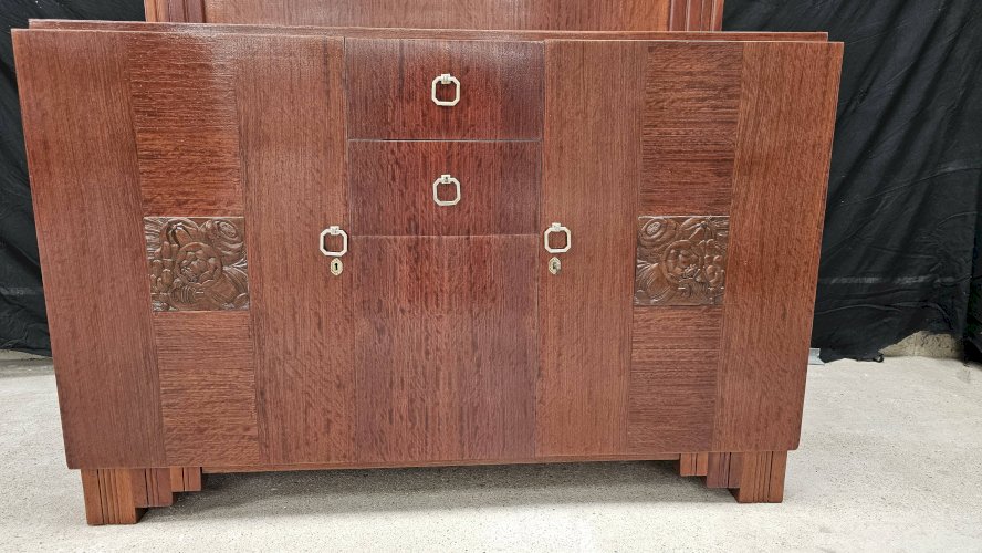 Buffet Art Déco de Saddier & Fils en palissandre massif et placage