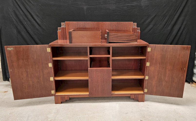 Buffet Art Déco de Saddier & Fils en palissandre massif et placage