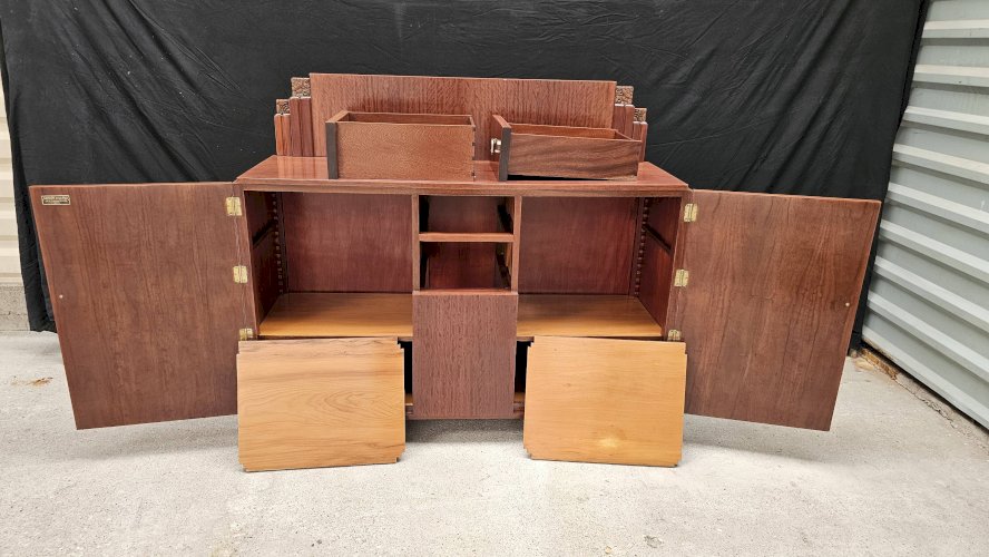 Buffet Art Déco de Saddier & Fils en palissandre massif et placage
