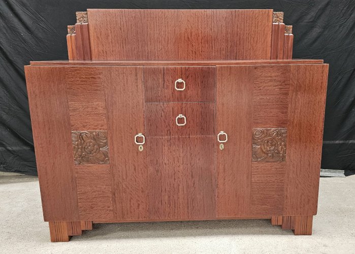 Buffet Art Déco de Saddier & Fils en palissandre massif et placage