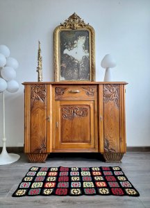 Buffet art déco plateau bois, meuble vaisselier ancien