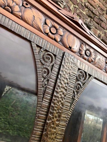 Buffet art déco plateau marbre, meuble vaisselier ancien