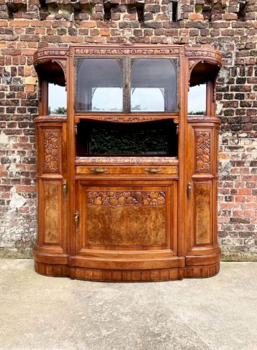 Buffet art déco plateau marbre, meuble vaisselier ancien