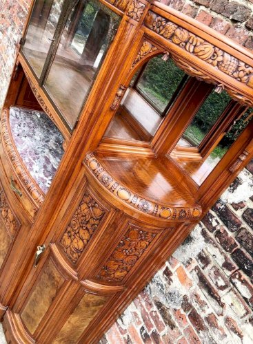 Buffet art déco plateau marbre, meuble vaisselier ancien