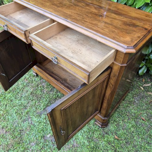 Buffet bas ancien fin XIX° noyer 2 portes 2 tiroirs Louis Philippe