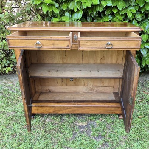Buffet bas ancien fin XIX° noyer 2 portes 2 tiroirs Louis Philippe