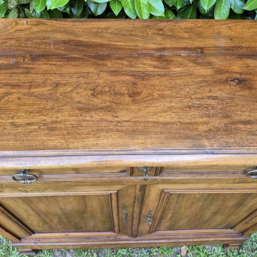 Buffet bas ancien fin XIX° noyer 2 portes 2 tiroirs Louis Philippe