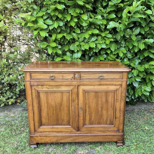 Buffet bas ancien fin XIX° noyer 2 portes 2 tiroirs Louis Philippe