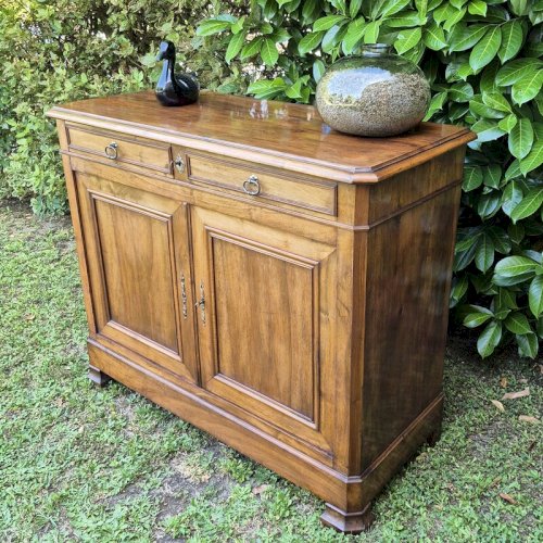 Buffet bas ancien fin XIX° noyer 2 portes 2 tiroirs Louis Philippe