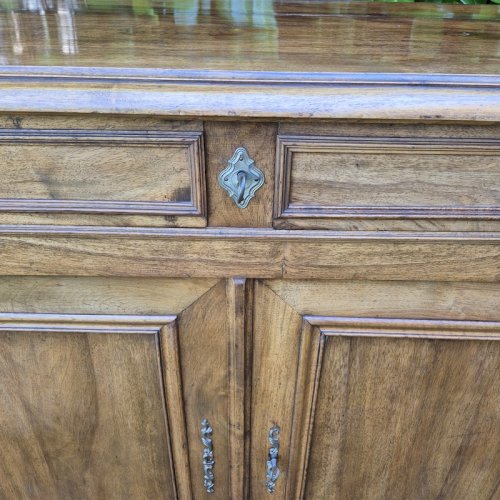 Buffet bas ancien fin XIX° noyer 2 portes 2 tiroirs Louis Philippe