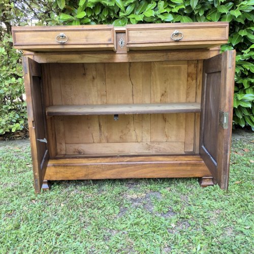 Buffet bas ancien fin XIX° noyer 2 portes 2 tiroirs Louis Philippe