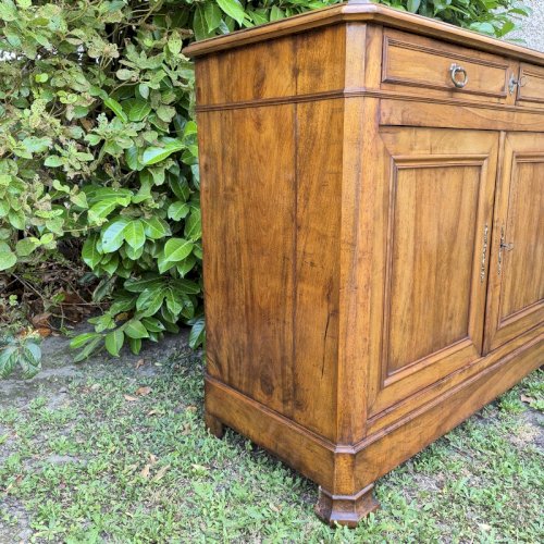 Buffet bas ancien fin XIX° noyer 2 portes 2 tiroirs Louis Philippe