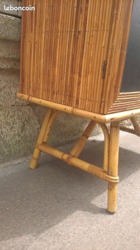 Buffet deux portes en rotin style audoux minet