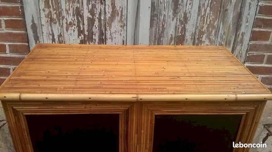 Buffet deux portes en rotin style audoux minet