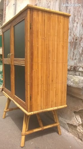 Buffet deux portes en rotin style audoux minet
