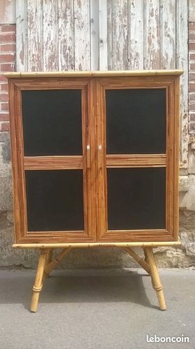 Buffet deux portes en rotin style audoux minet