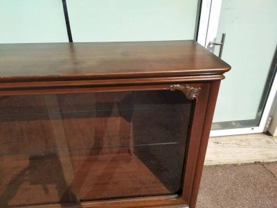 Buffet Louis XV - Cannage - Vitrine - 4 tiroir - Bois