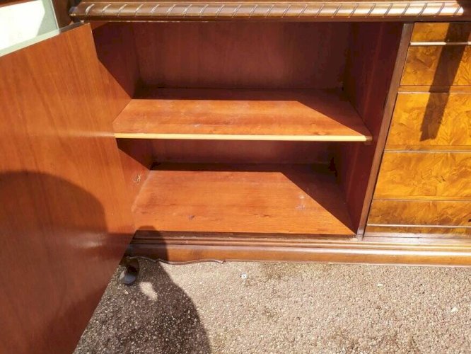 Buffet Louis XV - Cannage - Vitrine - 4 tiroir - Bois