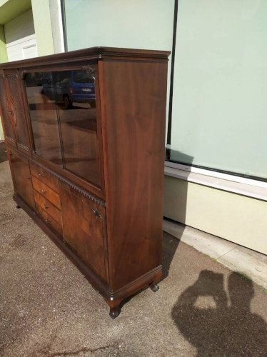 Buffet Louis XV - Cannage - Vitrine - 4 tiroir - Bois