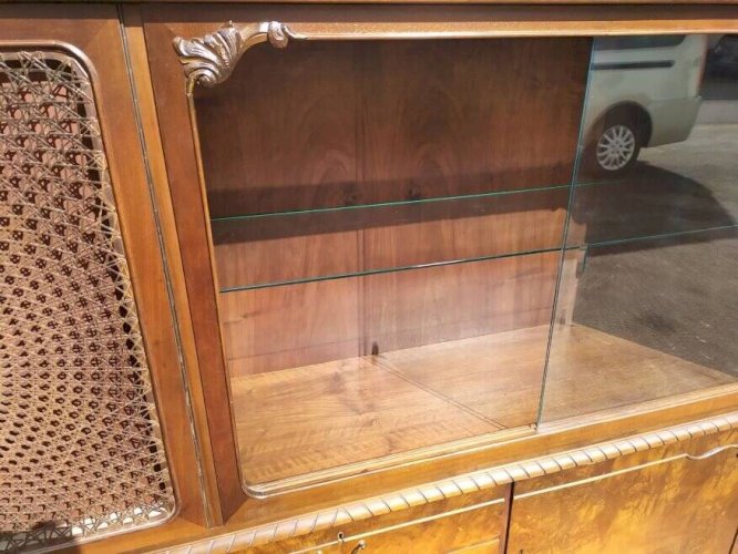 Buffet Louis XV - Cannage - Vitrine - 4 tiroir - Bois