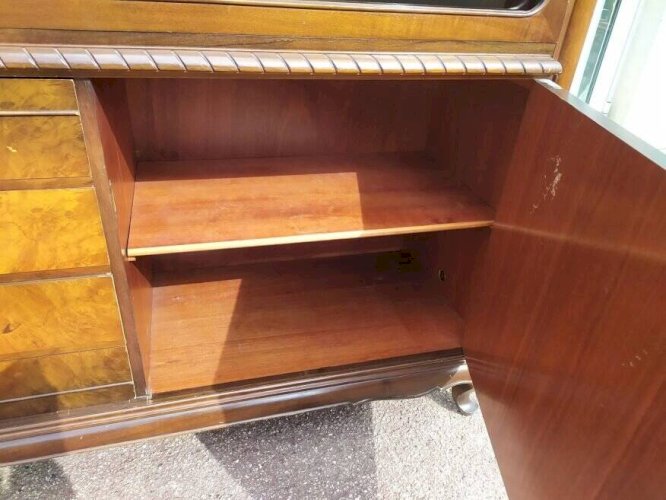 Buffet Louis XV - Cannage - Vitrine - 4 tiroir - Bois