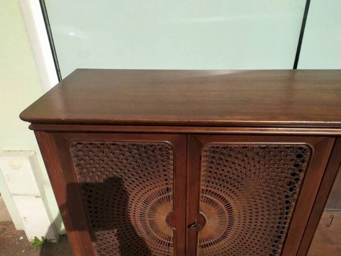 Buffet Louis XV - Cannage - Vitrine - 4 tiroir - Bois