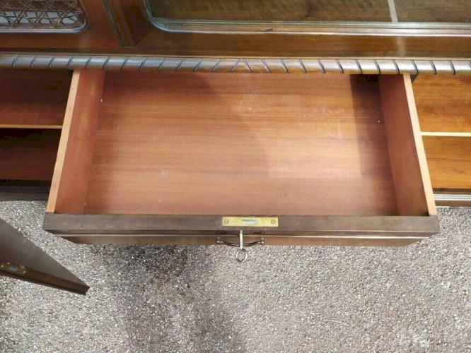 Buffet Louis XV - Cannage - Vitrine - 4 tiroir - Bois