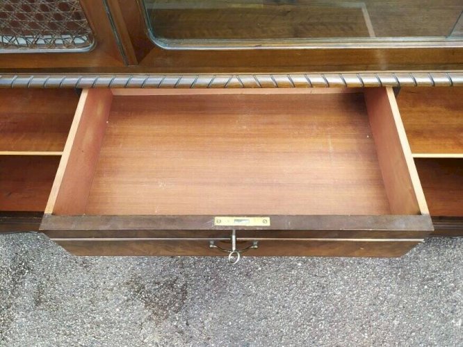 Buffet Louis XV - Cannage - Vitrine - 4 tiroir - Bois