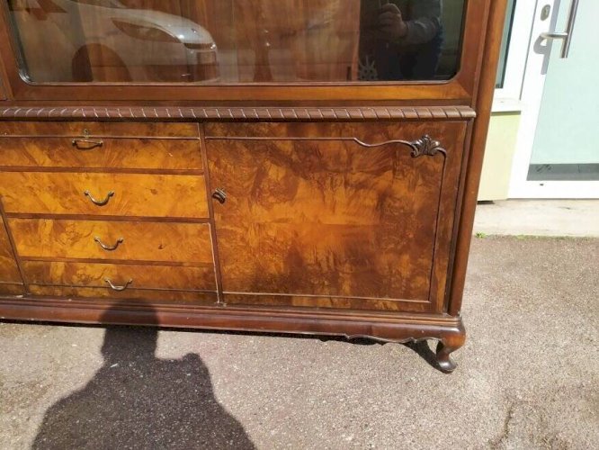 Buffet Louis XV - Cannage - Vitrine - 4 tiroir - Bois