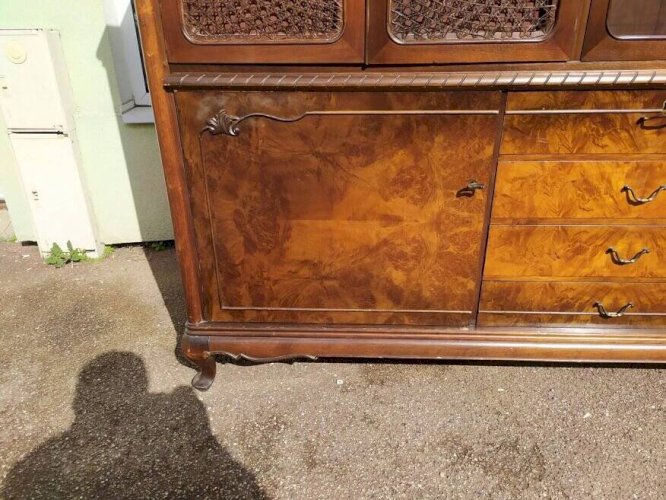 Buffet Louis XV - Cannage - Vitrine - 4 tiroir - Bois