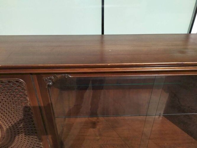 Buffet Louis XV - Cannage - Vitrine - 4 tiroir - Bois