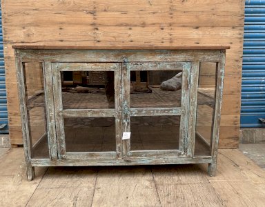 buffet vitré en teck birman avec patine dorigine