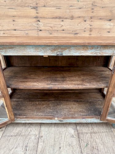 buffet vitré en teck birman avec patine dorigine