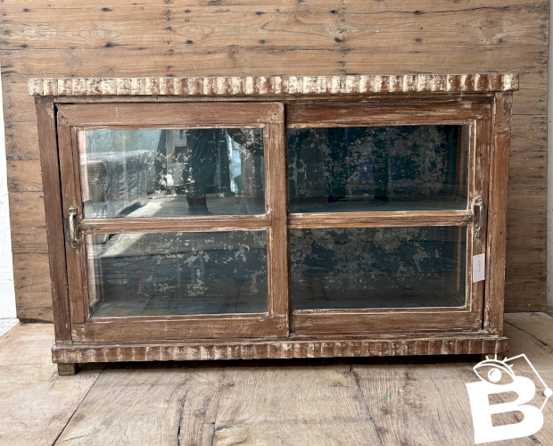 buffet vitré en teck birman avec patine dorigine