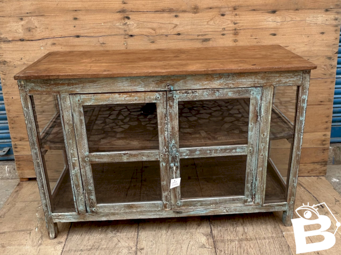 buffet vitré en teck birman avec patine dorigine