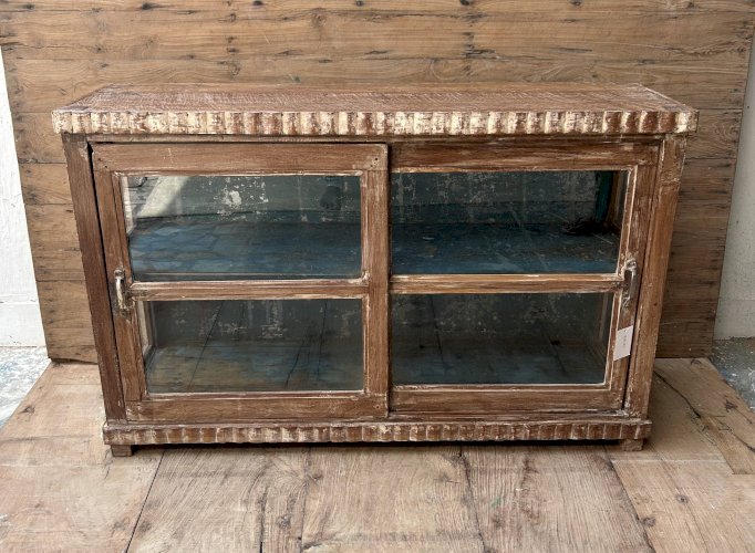 buffet vitré en teck birman avec patine dorigine