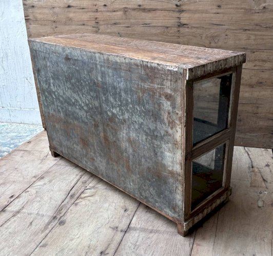 buffet vitré en teck birman avec patine dorigine