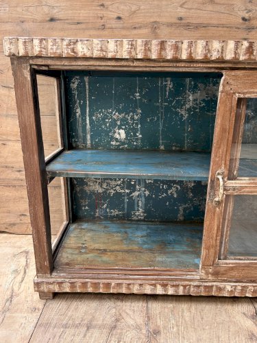 buffet vitré en teck birman avec patine dorigine