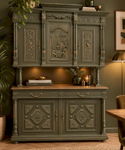 buffet/vaisselier en noyer massif style Henri II