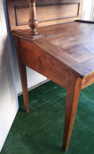 Bureau à pente, pupitre, avec trieur, tiroirs et casiers de rangement bois massif