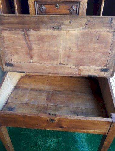 Bureau à pente, pupitre, avec trieur, tiroirs et casiers de rangement bois massif
