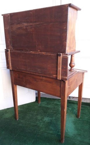 Bureau à pente, pupitre, avec trieur, tiroirs et casiers de rangement bois massif