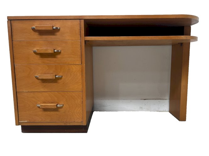 Bureau de style en placage de bois d'érable XX siècle
