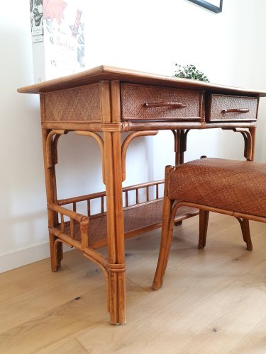 Bureau en rotin vintage