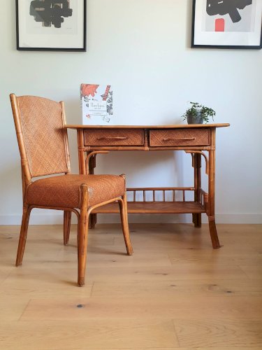 Bureau en rotin vintage
